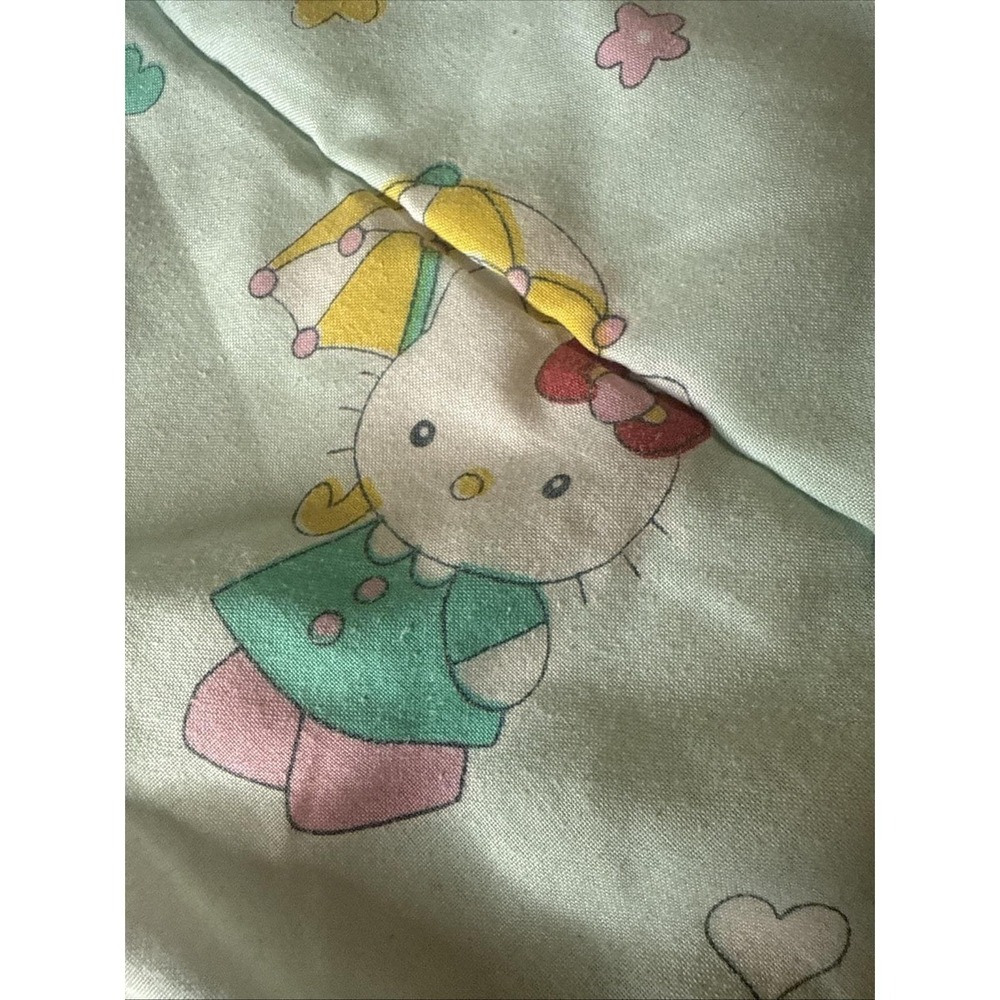 Vintage Hello Kitty Mat Blanket Mint Green Pastels Spring Umbrella Fairy Wand - Picture 2 of 5